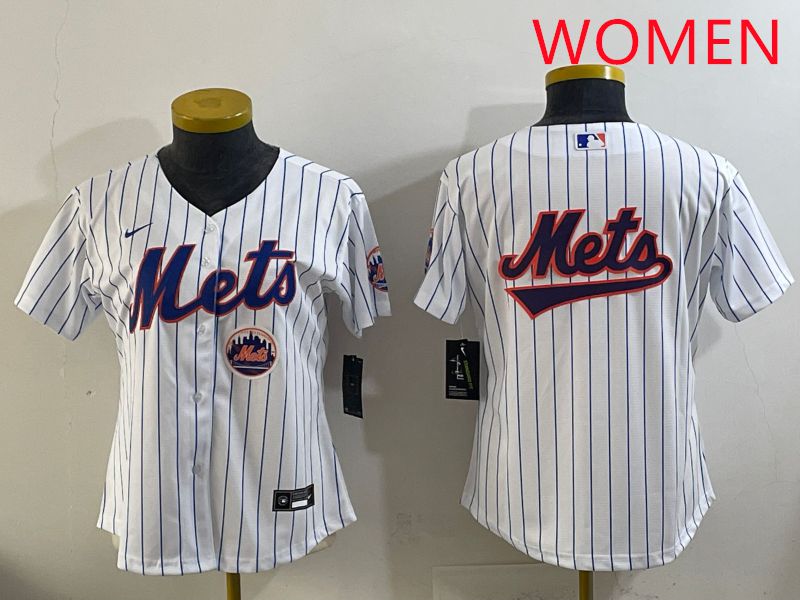 Women New York Mets Blank White Stripe Game 2025 Nike MLB Jersey style 17->women mlb jersey->Women Jersey